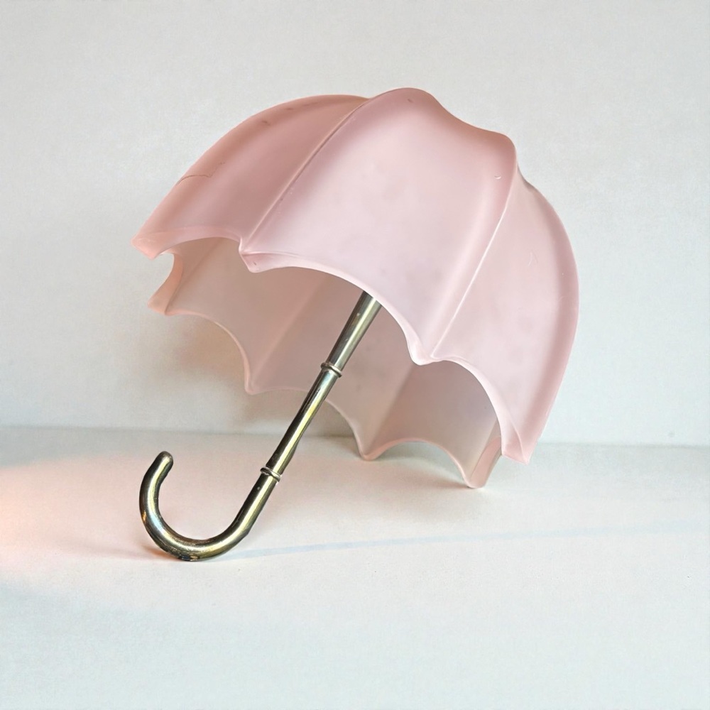Fenton Pink Frosted Satin Glass Umbrella 1960's Candy / Trinket Dish Bowl Pastel - Picture 5 of 11